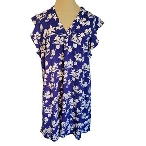 Halogen blue floral shift mini dress size medium